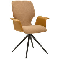 ARMLEHNSTUHL  Lederauswahl, Stoffauswahl, Sitzfläche 360° drehbar, automatische Rückholfunktion beflockt Echtleder  - Anthrazit/Karamell, Design, Leder/Textil (70/95/63cm) - Musterring