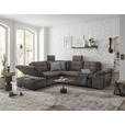 ECKSOFA in Mikrovelours Graubraun  - Graubraun/Schwarz, KONVENTIONELL, Kunststoff/Textil (217/265cm) - Carryhome