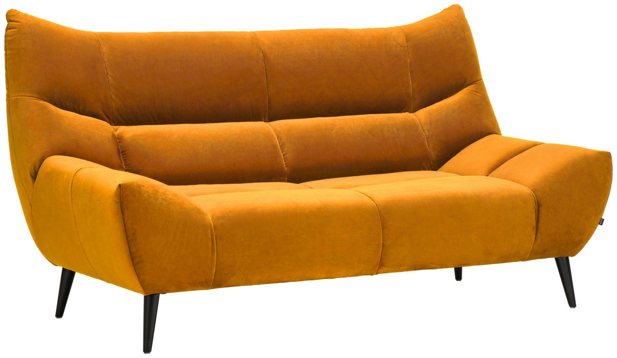 2-SITZER-SOFA in Mikrofaser Currygelb  - Currygelb/Schwarz, Design, Textil/Metall (190/106/99cm) - Xora