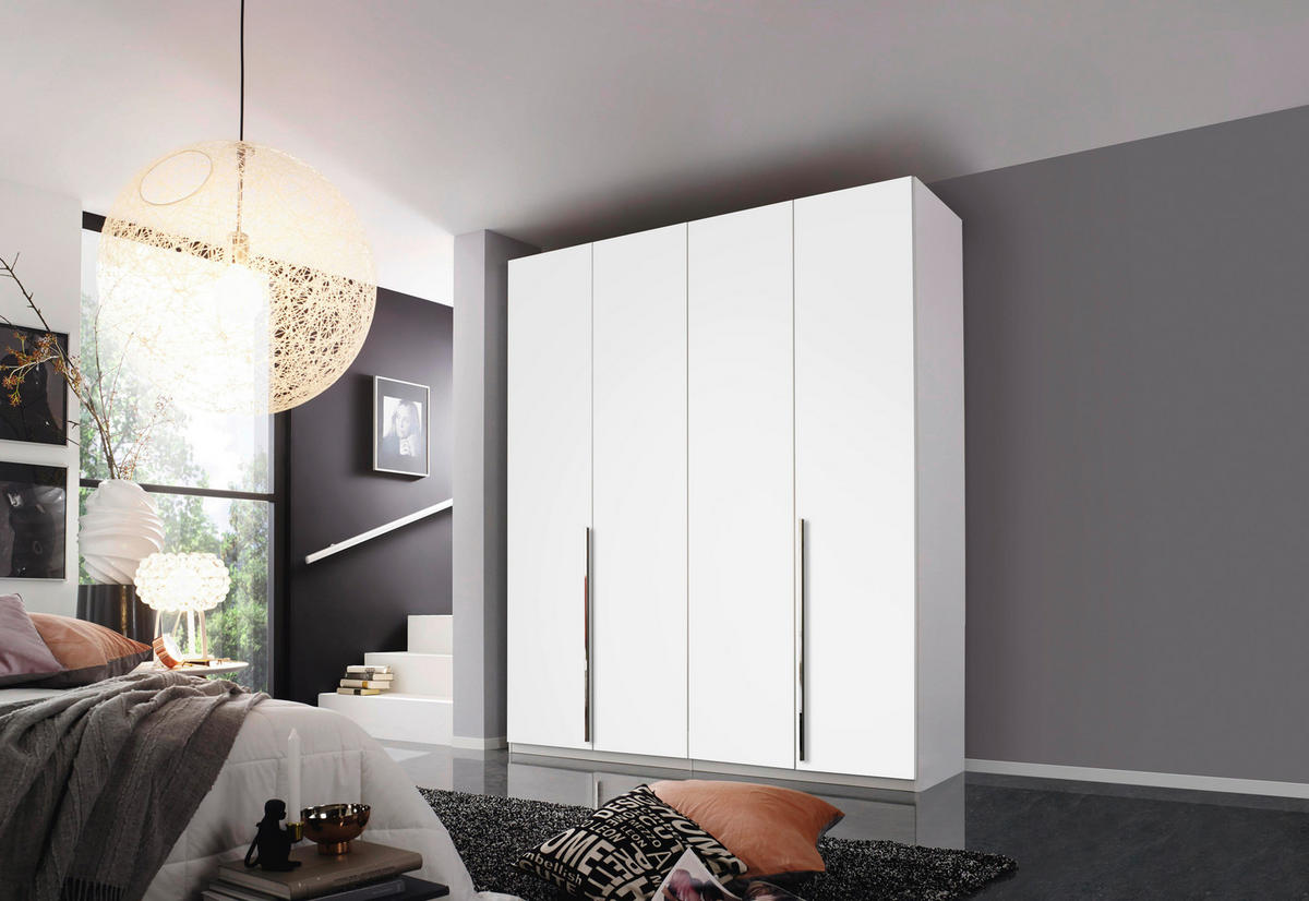 DREHTÜRENSCHRANK 201/223/60 cm 4-türig Weiß  - Chromfarben/Weiß, Design, Holzwerkstoff/Metall (201/223/60cm) - home24