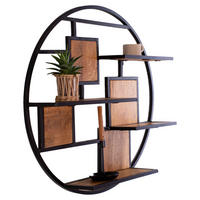 WANDREGAL  - Walnussfarben/Schwarz, KONVENTIONELL, Holz/Metall (80/80/16cm) - MID.YOU