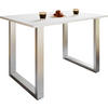 SCHREIBTISCH  in Silberfarben, Weiss  - Weiss/Silberfarben, Design, Holzwerkstoff/Metall (110/76/50cm) - MID.YOU