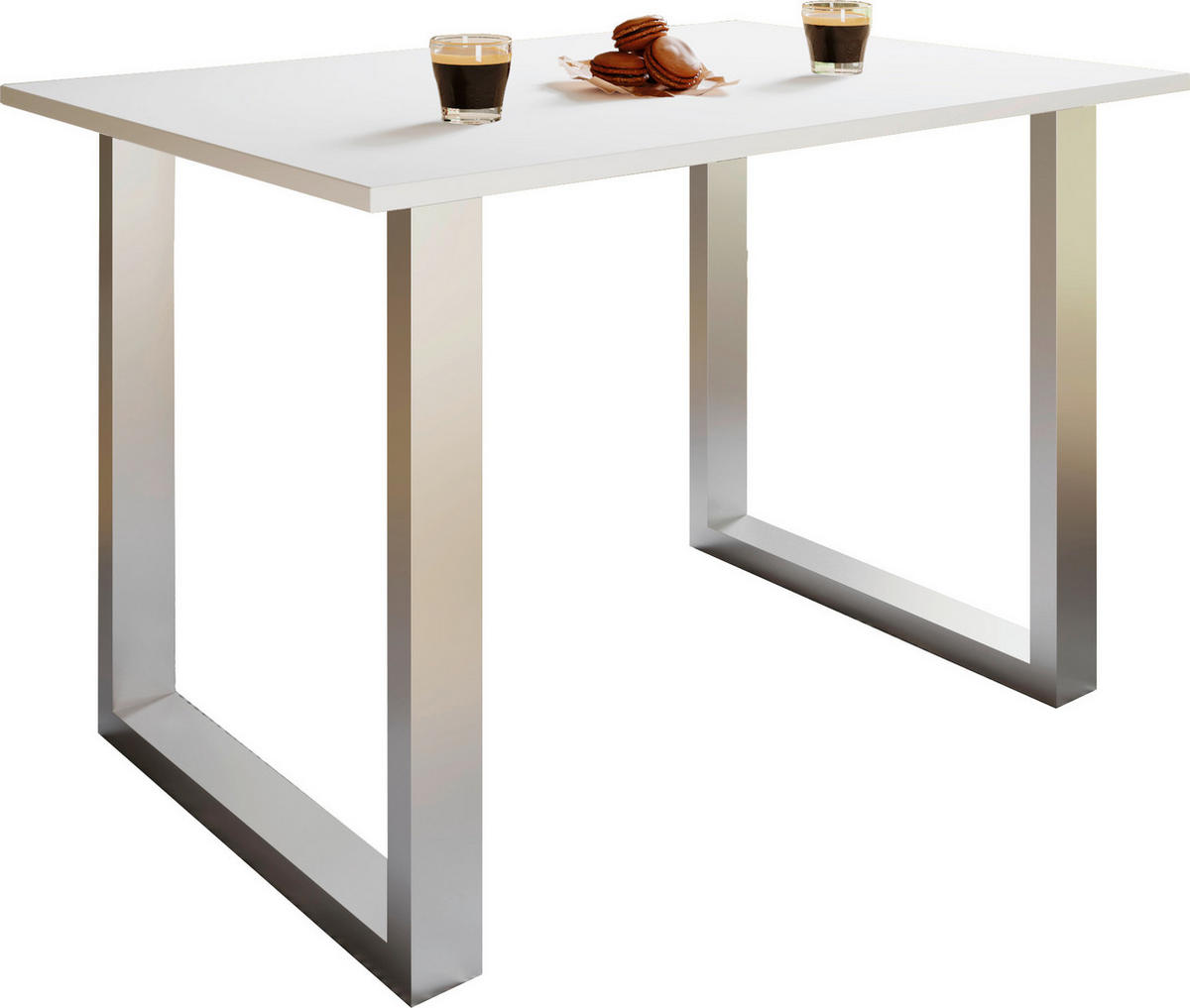 SCHREIBTISCH  in Silberfarben, Weiß  - Silberfarben/Weiß, Design, Holzwerkstoff/Metall (110/76/50cm) - MID.YOU