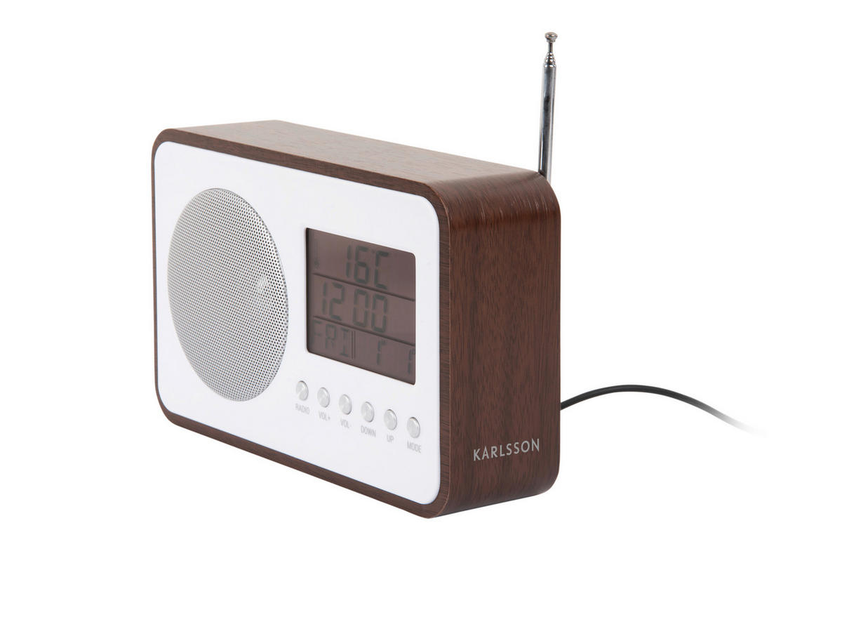UHRENRADIO   - Dunkelbraun, Basics, Holzwerkstoff (19/7/12.5cm) - Karlsson