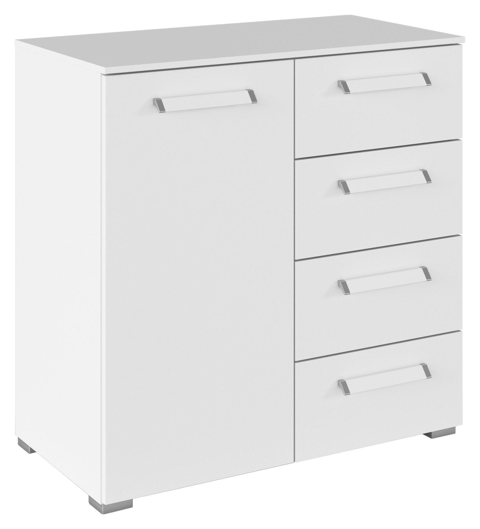 KOMMODE  in 80/81/42 cm  - Silberfarben/Weiß, Design, Holzwerkstoff/Kunststoff (80/81/42cm) - Novel