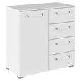 KOMMODE  in 80/81/42 cm  - Silberfarben/Weiß, Design, Holzwerkstoff/Kunststoff (80/81/42cm) - Novel