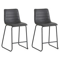 BARHOCKER-SET Lederlook Anthrazit Stahl abwischbar  - Anthrazit/Schwarz, KONVENTIONELL, Kunststoff/Textil (49/98/54,5cm) - MID.YOU
