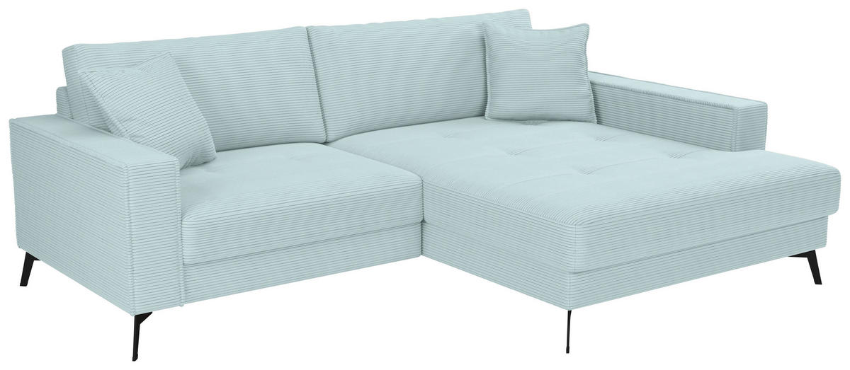 ECKSOFA TED Salbeigrün Cord Zierkissen  - Salbeigrün/Schwarz, Trend, Textil/Metall (228/174cm) - P & B