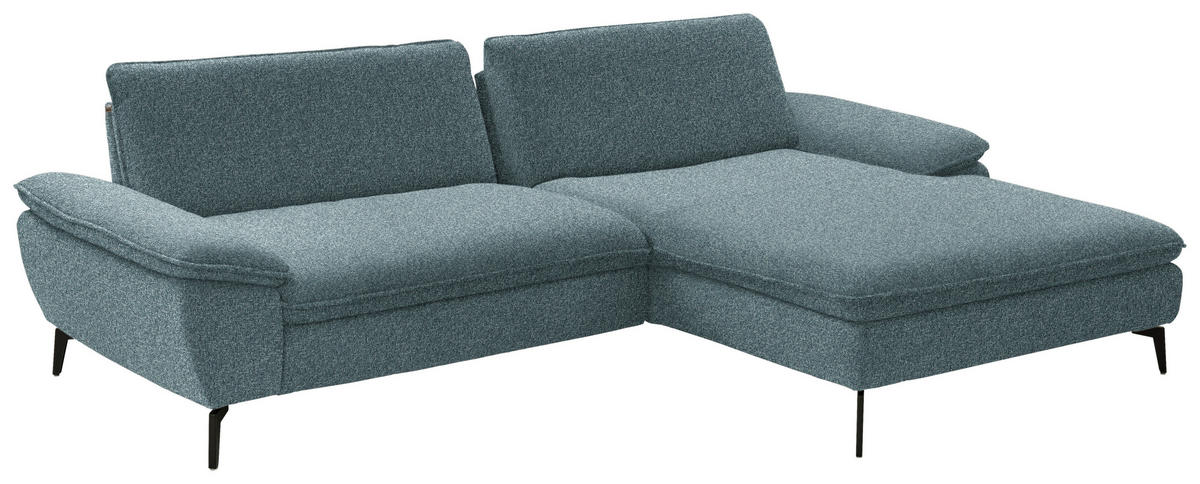 ECKSOFA in Webstoff Blaugrau  295/197 cm  - Blaugrau/Schwarz, Design, Textil/Metall (295/197cm) - Valdera
