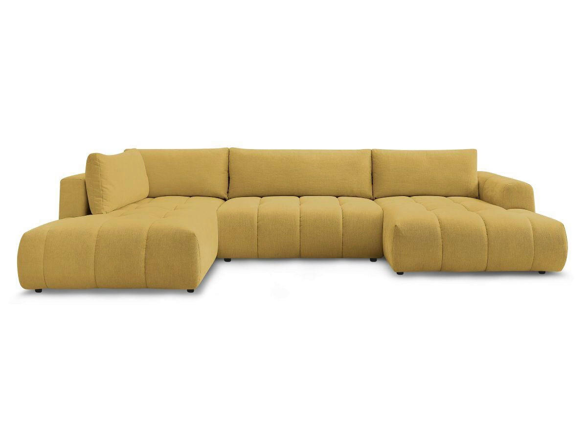 WOHNLANDSCHAFT  FUJI  Gelb Leinenoptik  - Gelb/Schwarz, MODERN, Kunststoff/Textil (204/377/160cm)