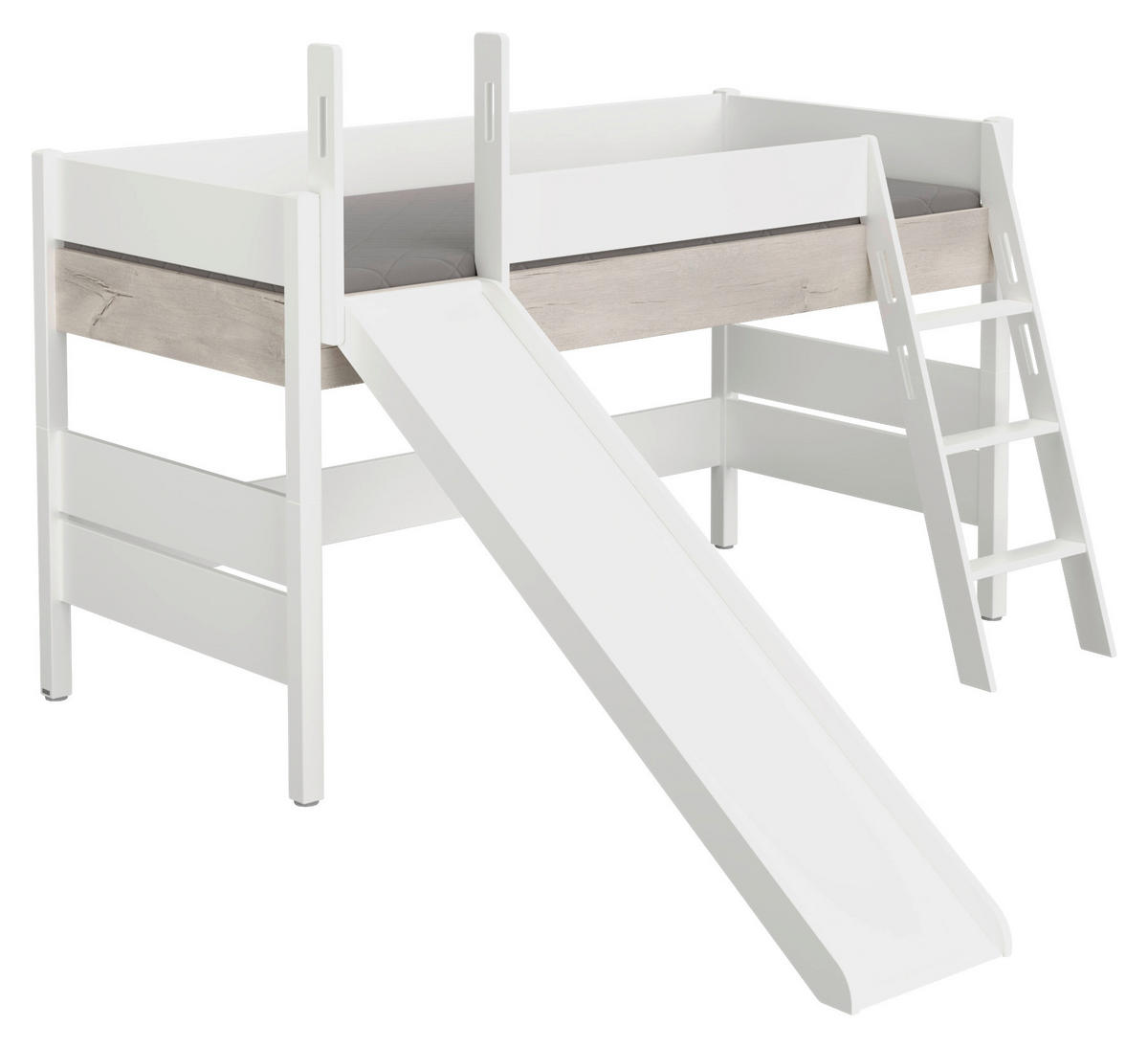 SPIELBETT Leiter, Rutsche 90/200 cm  in Weiß, Silbereichenfarben  - Weiß/Silbereichenfarben, KONVENTIONELL, Holz/Holzwerkstoff (90/200cm) - Paidi