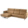 ECKSOFA in Echtleder Honig  169/298 cm  - Schwarz/Honig, Design, Leder/Metall (169/298cm) - Dieter Knoll
