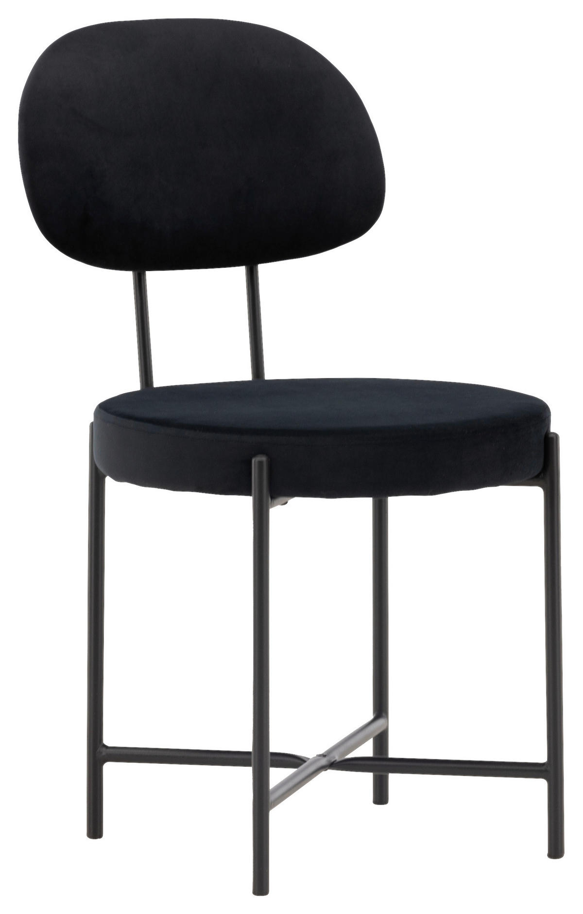 STUHL-SET  in Stahl Samt  - Schwarz, Design, Textil/Metall (50/89/60cm) - Livetastic