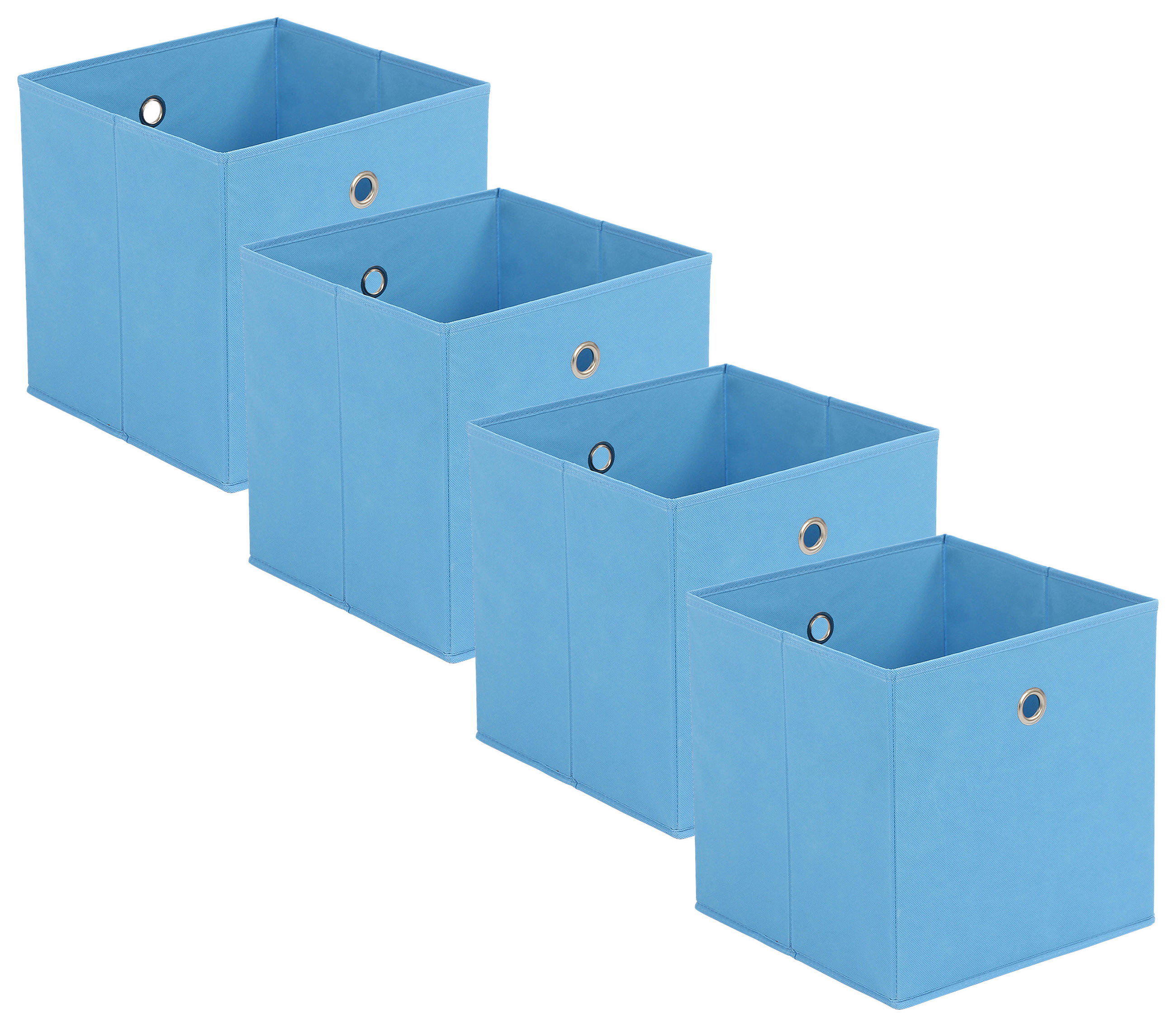 FALTBOX 4er Set - Silberfarben/Hellblau, Design, Karton/Textil (32/32/32cm) - Carryhome