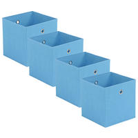 FALTBOX 4er Set - Silberfarben/Hellblau, Design, Karton/Textil (32/32/32cm) - Carryhome