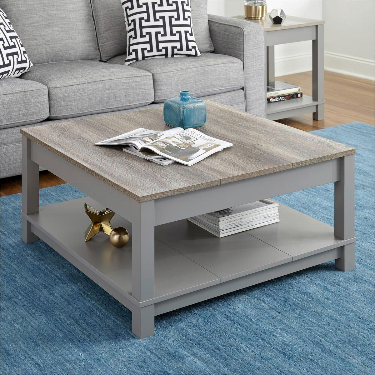 NACHTTISCH 89/43/89 cm  - Naturfarben/Grau, Design, Holzwerkstoff (89/43/89cm) - MID.YOU