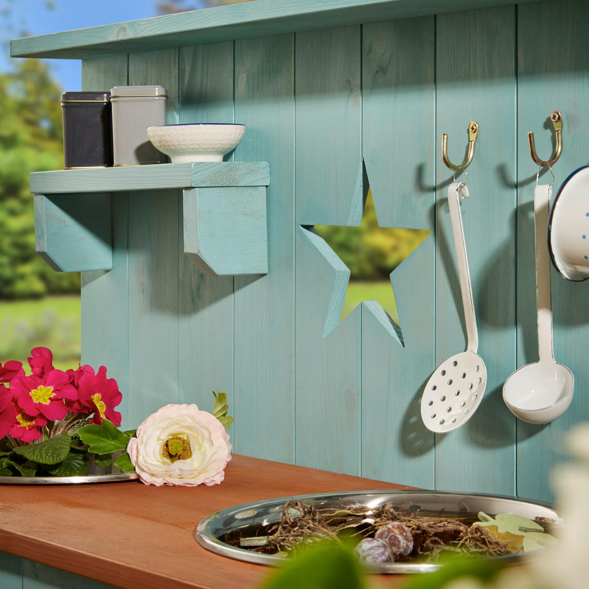 MATSCHKÜCHE Adventurer Star  - Petrol/Braun, Basics, Holz/Metall (80/40/90cm) - MUDDY BUDDY