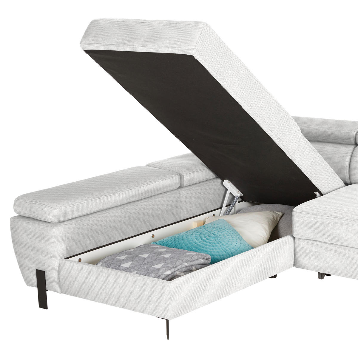 HÖRNSOFFA i vävt tyg cremefärgad  - svart/cremefärgad, Modern, metall/textil (93/90/277cm) - MID.YOU