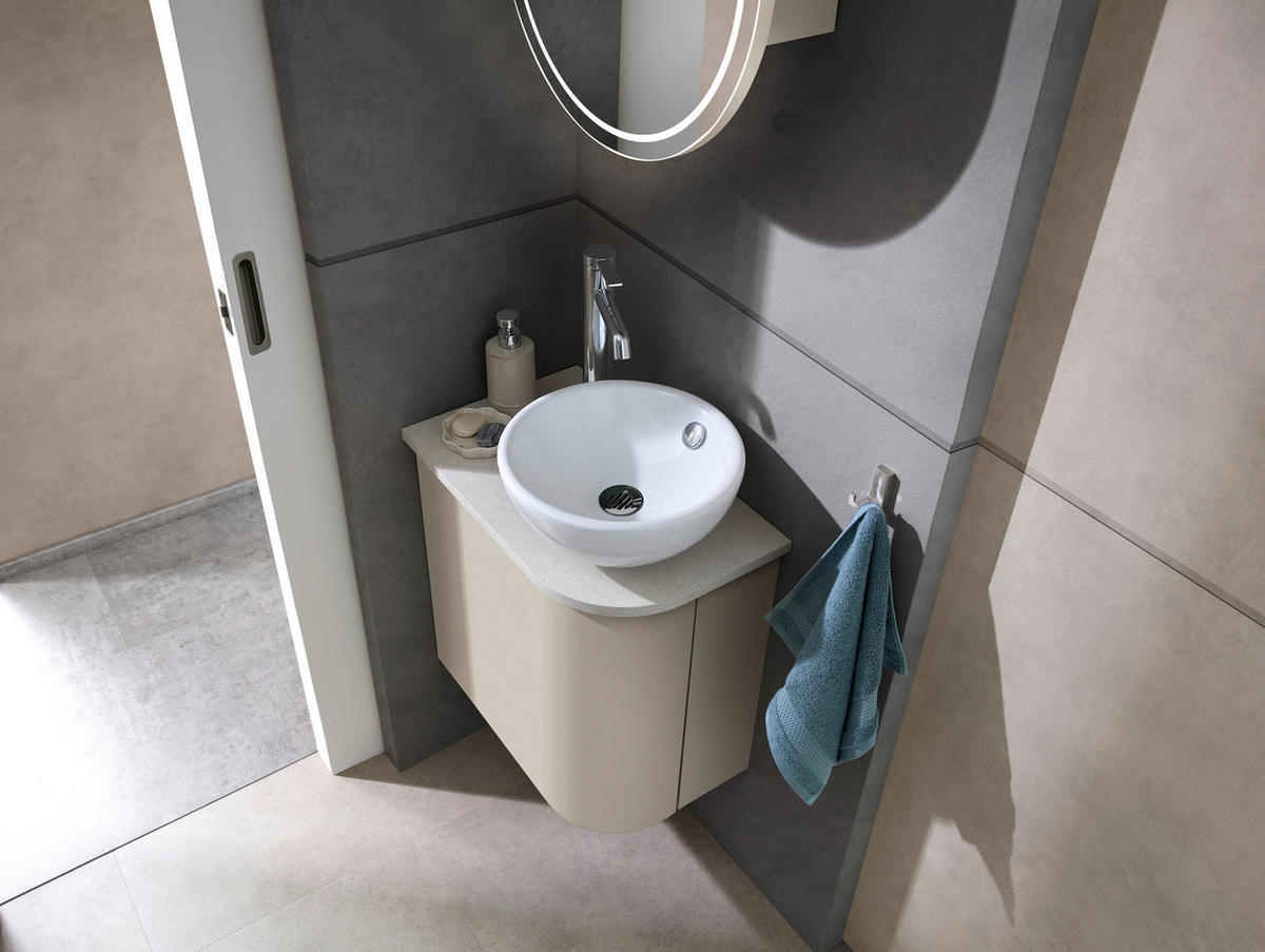 WASCHTISCHKOMBI 50,3 cm  - Kaschmir/Weiß, Natur, Keramik/Holzwerkstoff (50,3cm) - Sadena