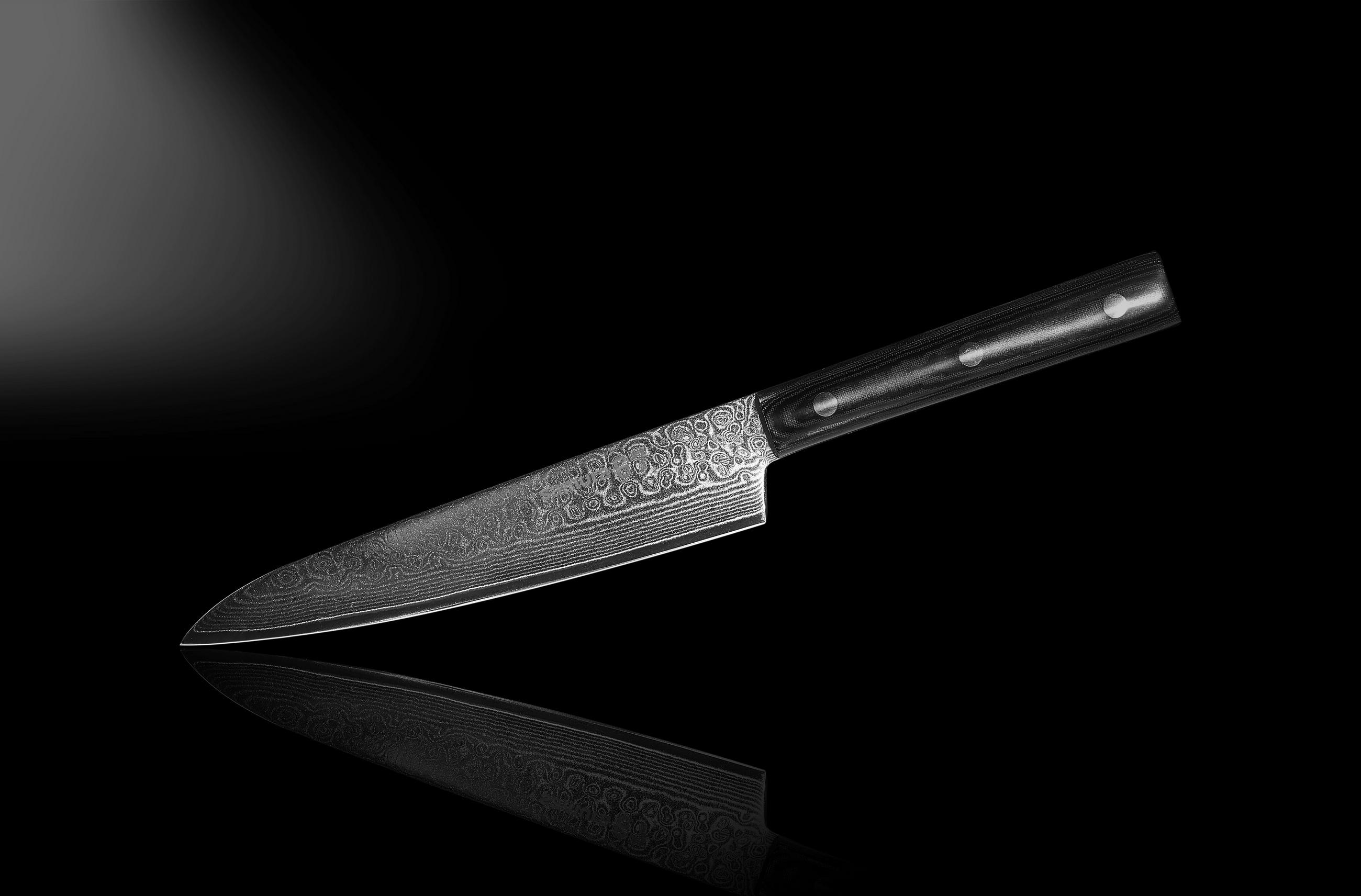 UNIVERZALNI NOŽ  DAMASCUS 67 26.5/3,5/2 cm           nerjaveče jeklo - srebrne barve/črna, Basics, kovina/leseni material (26.5/3,5/2cm) - Samura