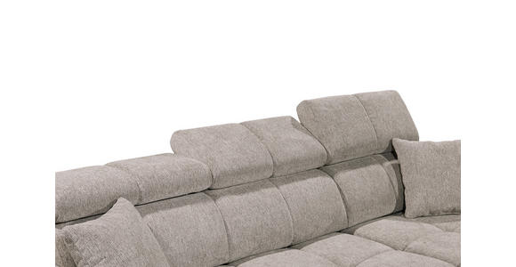 ECKSOFA Graubraun Chenille  inkl. Zierkissen, Bettkasten, Rücken echt, Kopfteilverstellung, Sitztiefenverstellung  - Graubraun/Schwarz, KONVENTIONELL, Kunststoff/Textil (268/172cm) - Carryhome
