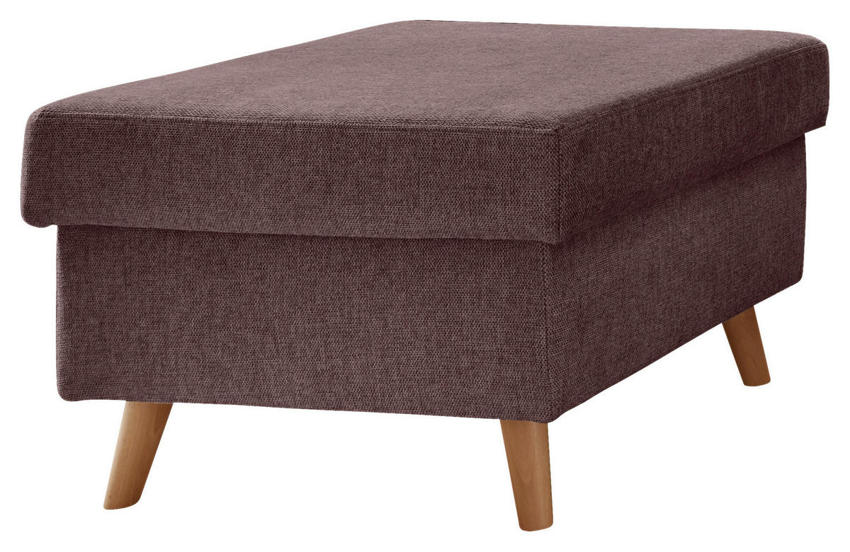 HOCKER in Textil Bordeaux  - Bordeaux/Naturfarben, KONVENTIONELL, Holz/Textil (61/43/61cm) - P & B