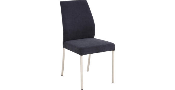 STUHL in Stahl Chenille Metall, Textil - Edelstahlfarben/Anthrazit, Design, Textil/Metall (47/97/61cm) - Moderano