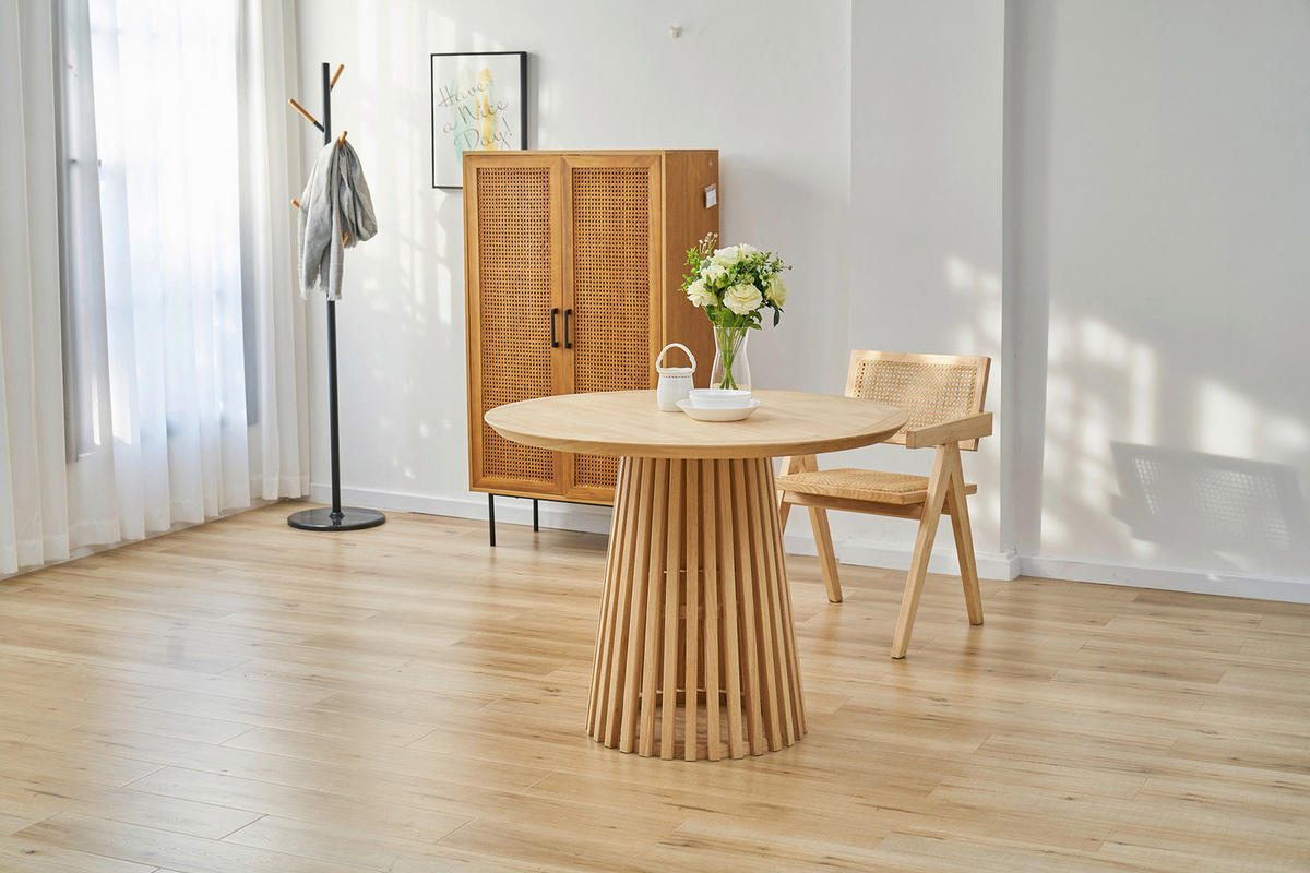 ESSTISCH 100/100/77 cm Echtholz  Holz rund Naturfarben  - Naturfarben, MODERN, Holz (100/100/77cm) - MID.YOU