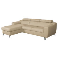 ECKSOFA Lederlook Echtleder Beige  - Chromfarben/Beige, Design, Leder/Textil (176/242cm) - Livetastic