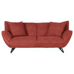 3-SITZER-SOFA in Samt Hellrot  - Hellrot/Schwarz, Design, Textil/Metall (203/90/95cm) - Carryhome