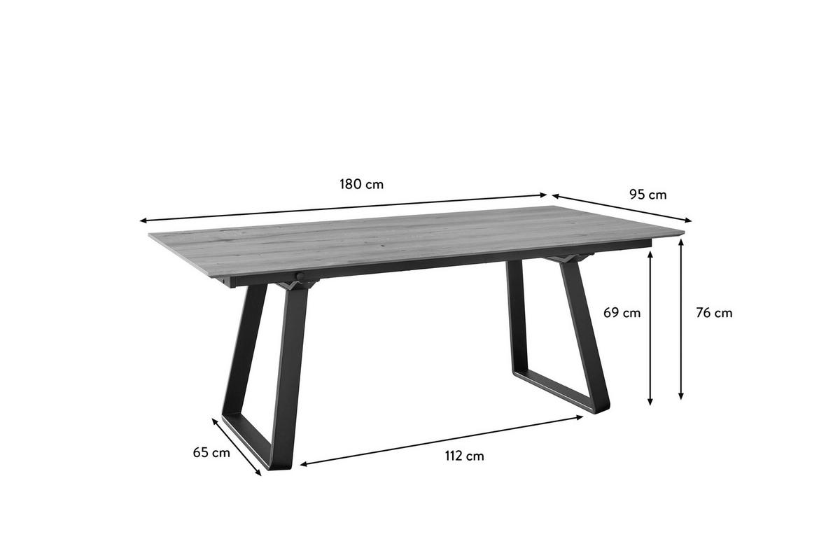 ESSTISCH in Metall, Holzwerkstoff 180/95/76 cm  - Eichefarben, Basics, Holzwerkstoff/Metall (180/95/76cm) - Celina Home