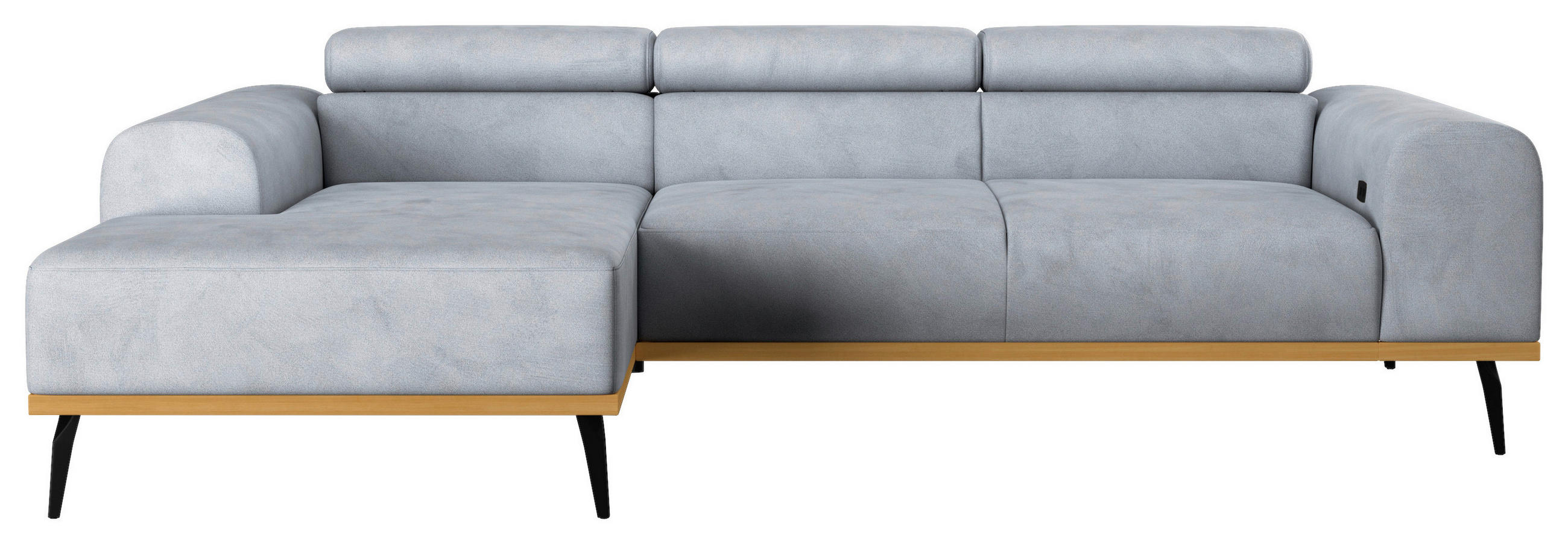 ECKSOFA Hellgrau Mikrofaser  - Hellgrau/Schwarz, KONVENTIONELL, Textil/Metall (157/244cm) - Cotta