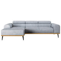 ECKSOFA Hellgrau Mikrofaser  - Hellgrau/Schwarz, KONVENTIONELL, Textil/Metall (157/244cm) - Cotta
