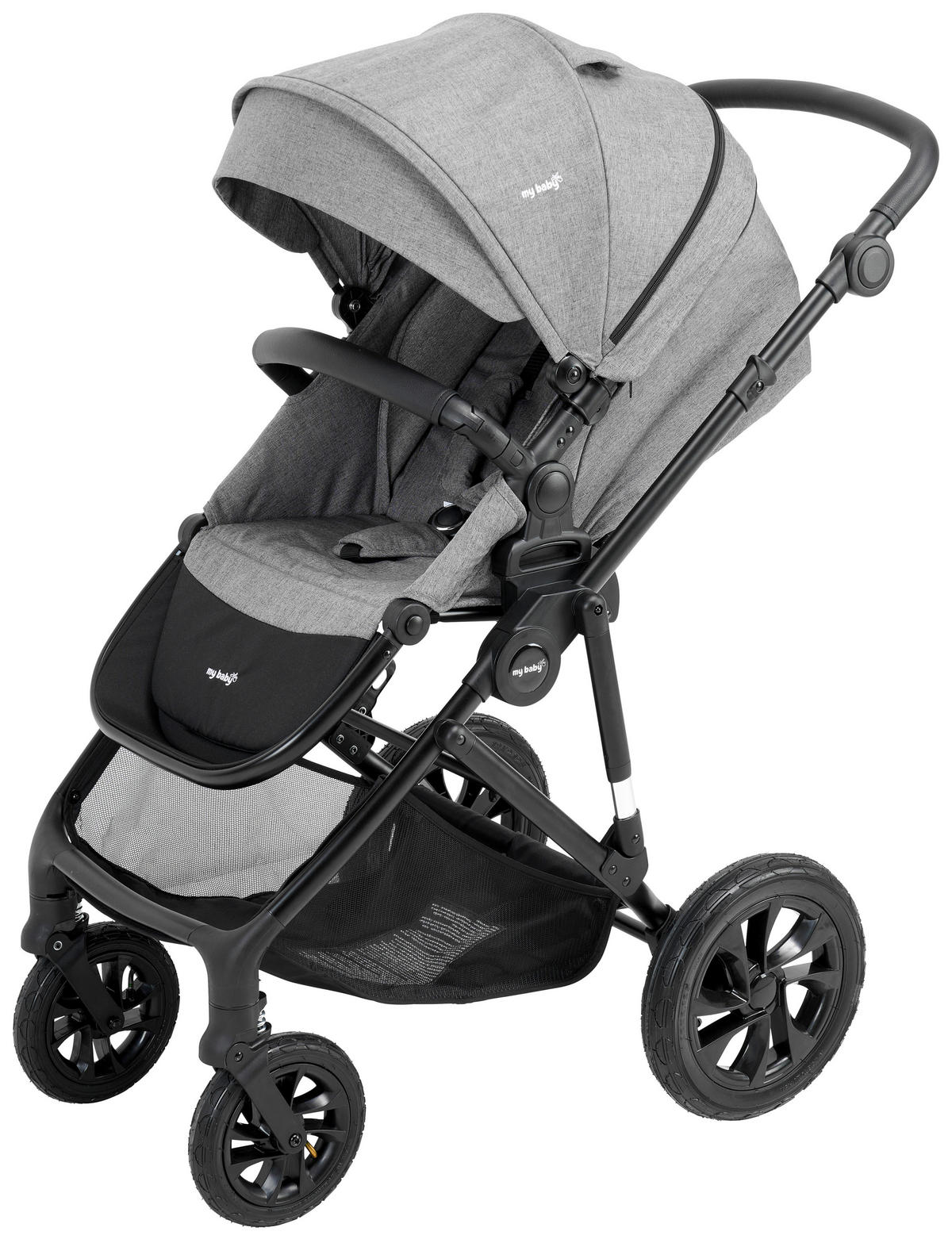 KINDERWAGENSET LIVERPOOL  - Schwarz/Grau, Basics, Textil/Metall (59/93/104cm) - My Baby Lou