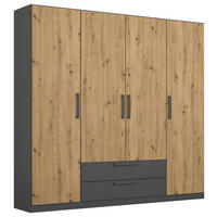 DREHTÜRENSCHRANK 181/197/54 cm,  in Grau, Eiche Artisan, 4-türig  - Eiche Artisan/Grau, MODERN, Holzwerkstoff/Kunststoff (181/197/54cm) - Rauch Möbel