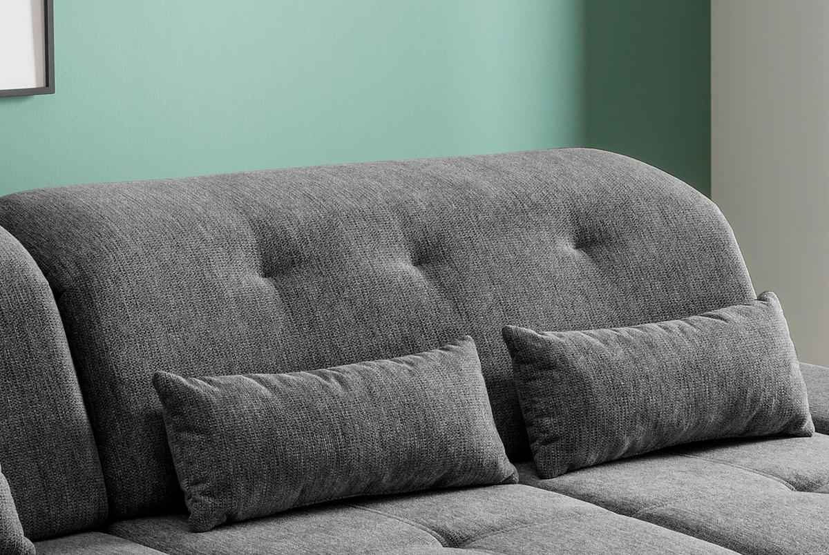 ECKSOFA in Chenille Anthrazit  - Chromfarben/Anthrazit, Design, Textil/Metall (254/280cm) - Livetastic