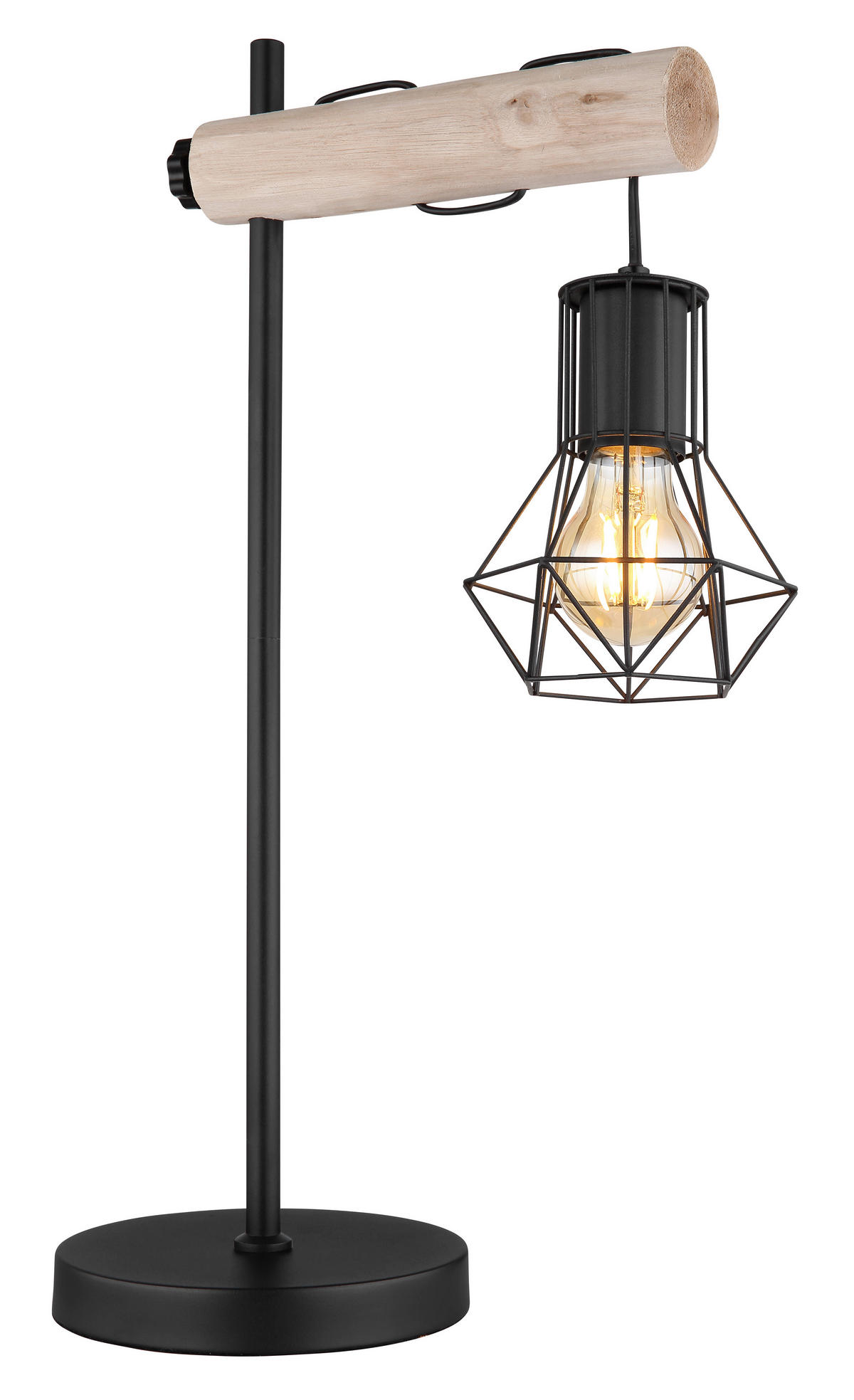 STOLNÍ LAMPA, E27, 33/18/55 cm - černá/přírodní barvy, Natur, kov/dřevo (33/18/55cm) - Globo