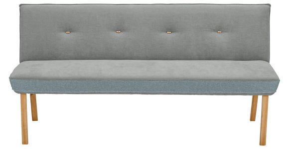 SITZBANK 180/88/63 cm Webstoff, Mikrofaser Dunkelgrau Eiche vollmassiv - Eichefarben/Dunkelgrau, Design, Holz/Textil (180/88/63cm) - Linea Natura