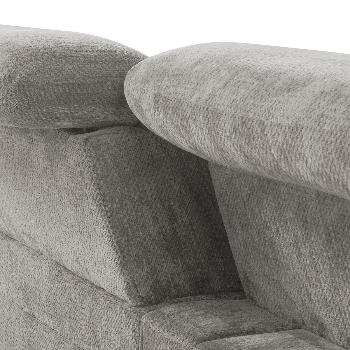 ECKSOFA PRADO Greige Webstoff Bettkasten, Kopfteilverstellung, Sitztiefenverstellung  - Greige/Schwarz, Design, Textil/Metall (268/195cm) - Livetastic