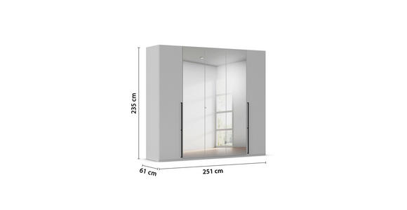 DREHTÜRENSCHRANK 251/235/61 cm,  in Graphitfarben, 5-türig  - Chromfarben/Schwarz, Basics, Glas/Holzwerkstoff (251/235/61cm) - Novel