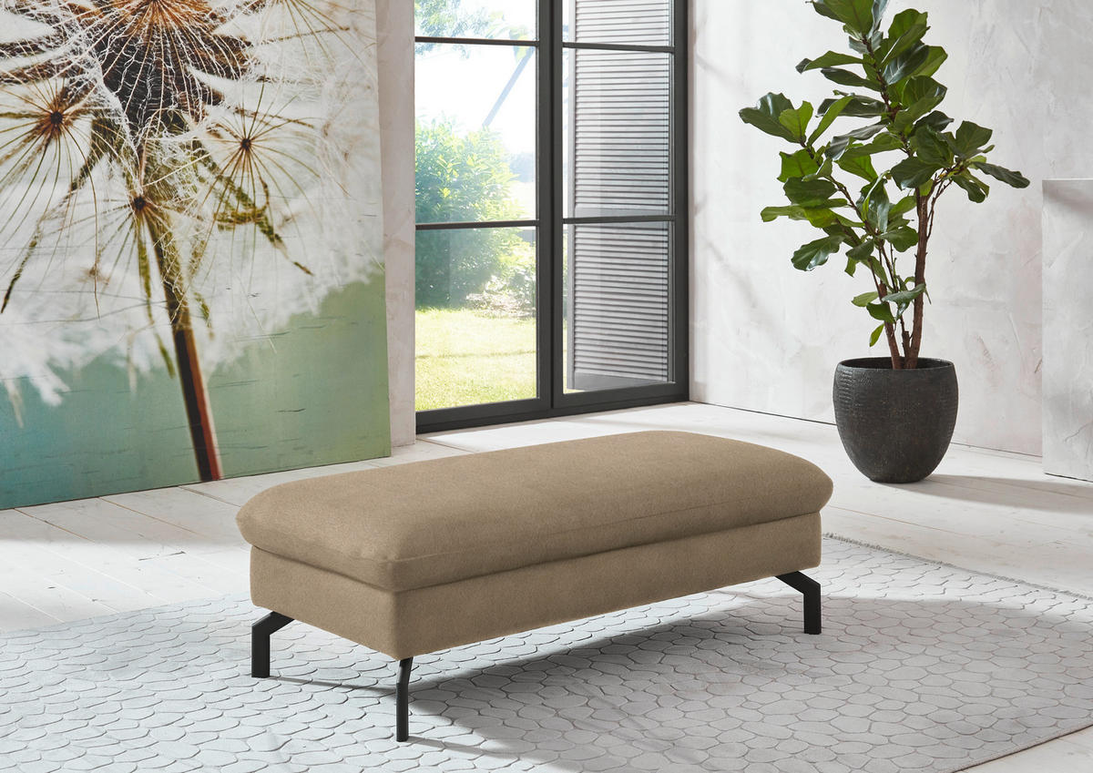 ECKSOFA in Velours Hellbraun  - Hellbraun/Schwarz, Design, Textil/Metall (306/179cm) - Beldomo System