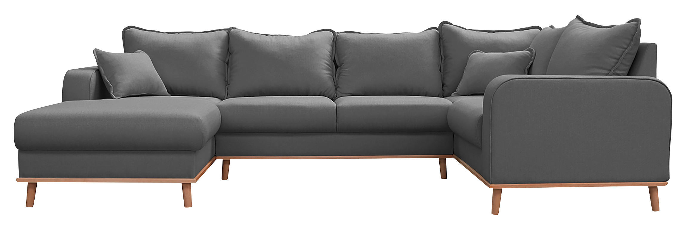 WOHNLANDSCHAFT Grau Textilgeflecht  - Wengefarben/Grau, Design, Holz/Textil (170/296/167cm) - Livetastic