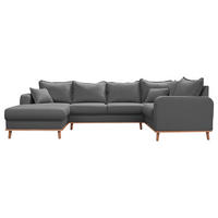 WOHNLANDSCHAFT Grau Textilgeflecht  - Wengefarben/Grau, Design, Holz/Textil (170/296/167cm) - Livetastic
