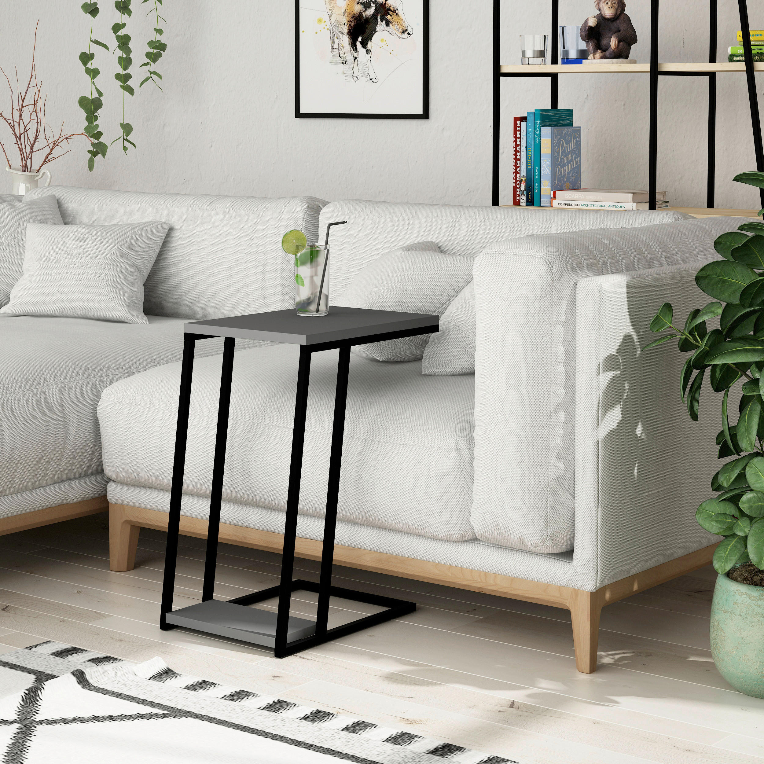 BEISTELLTISCH in Metall, Holzwerkstoff 30/40/57 cm  - Anthrazit/Schwarz, Design, Holzwerkstoff/Metall (30/40/57cm) - Livetastic