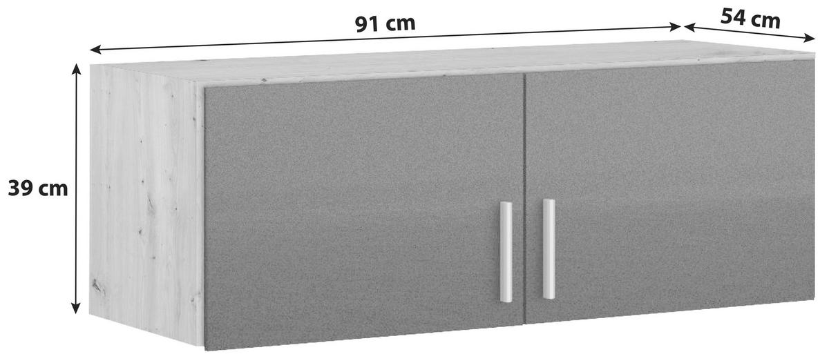 AUFSATZSCHRANK 91/39/54 cm   - Dunkelgrau/Silberfarben, Design, Holzwerkstoff/Kunststoff (91/39/54cm) - Carryhome