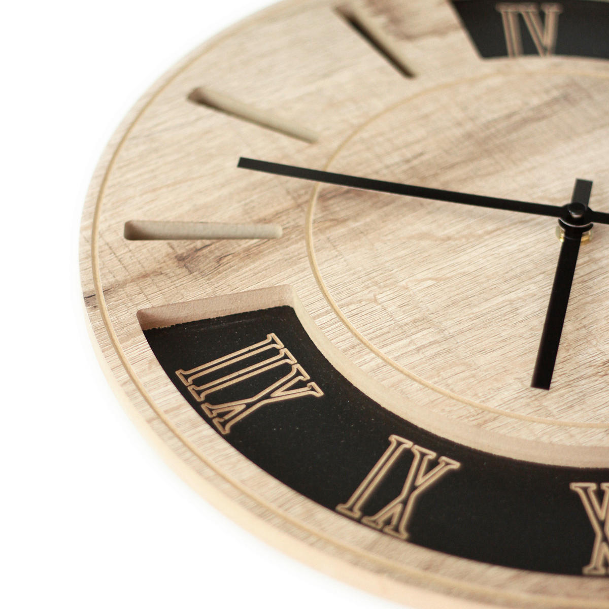 WANDUHR Schwarz, Eichefarben  - Eichefarben/Schwarz, Basics, Holz/Kunststoff (36cm)