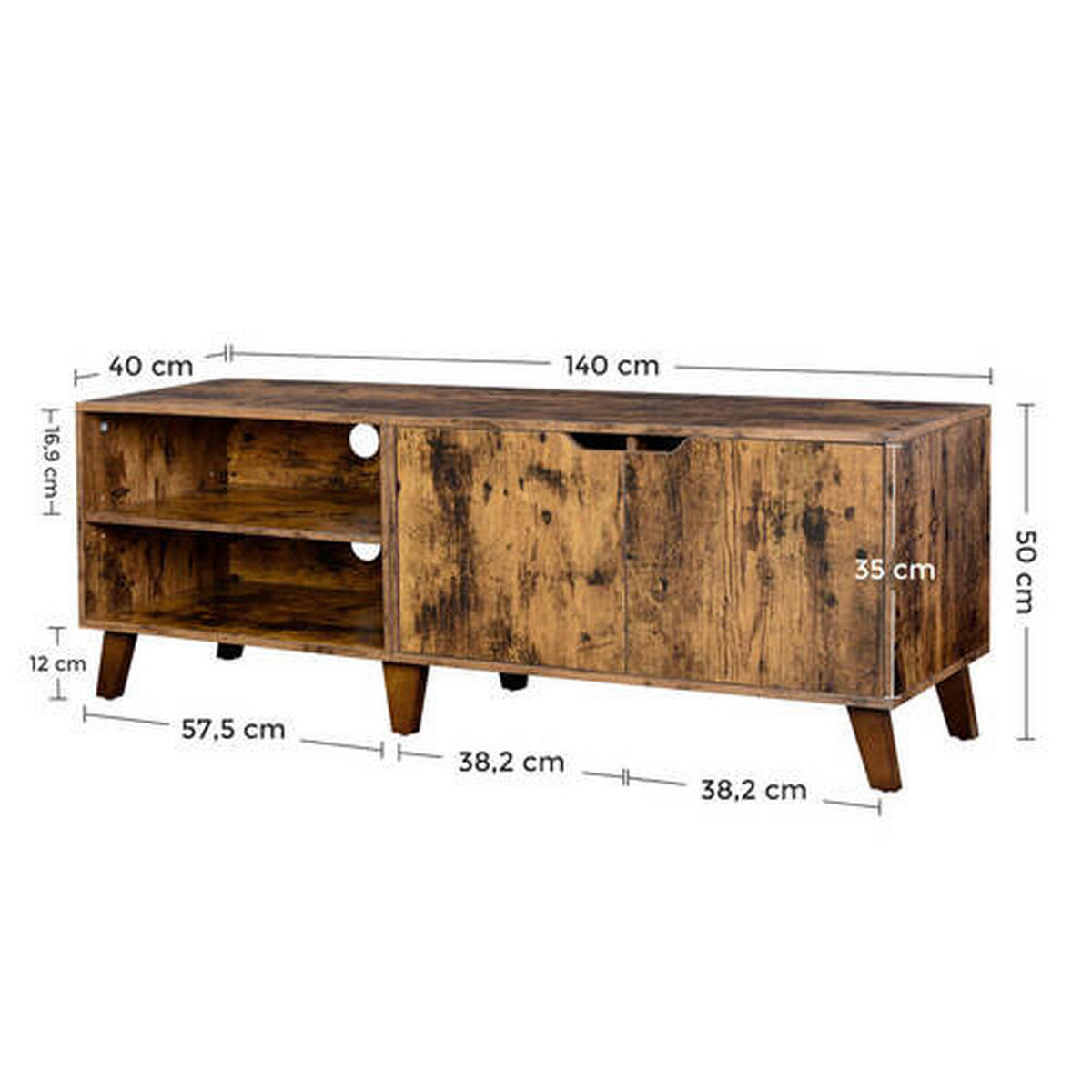 NÍZKA KOMODA, hnedá, 140/45/40 cm - hnedá, Trend, kompozitné drevo (140/45/40cm) - Boxxx