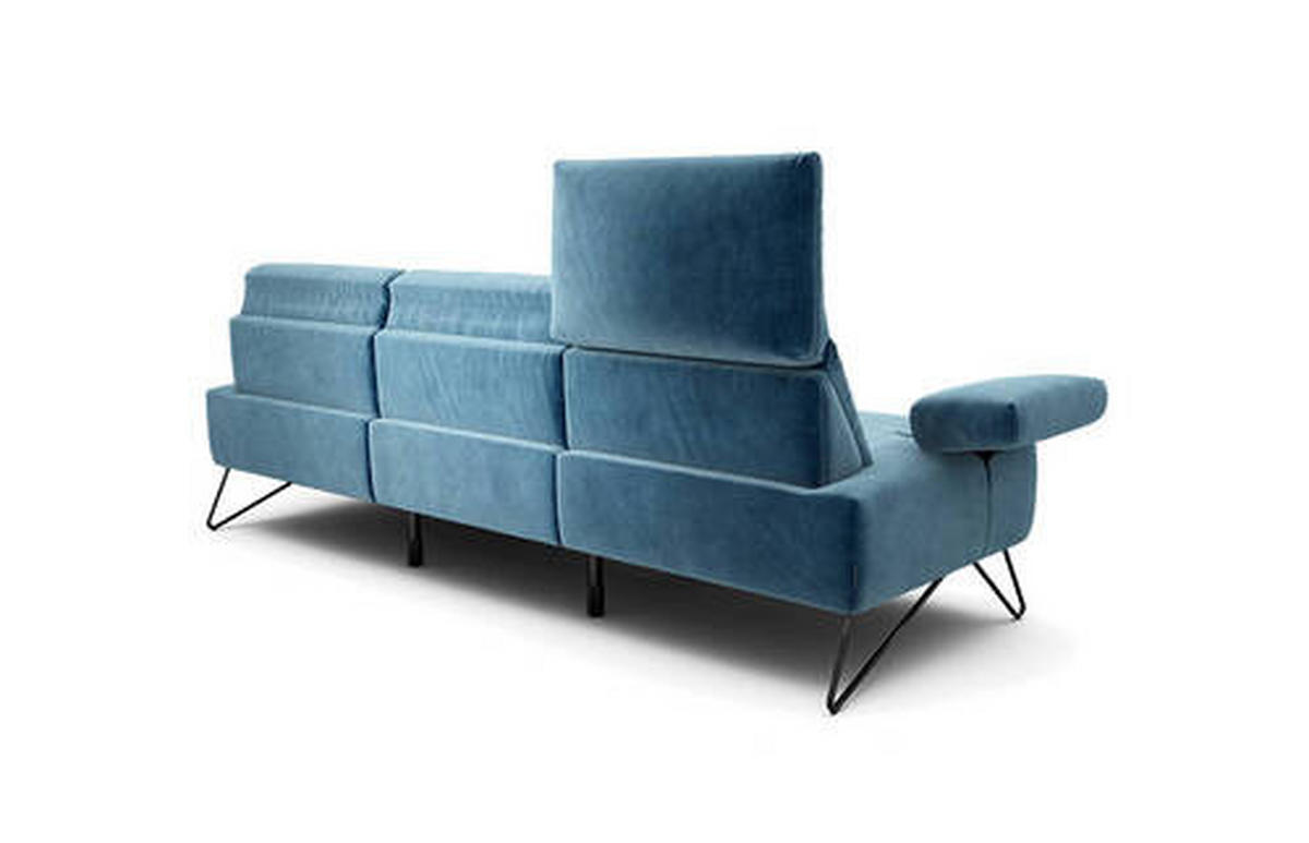3-SITZER-SOFA in Samt Blau  - Blau/Schwarz, Design, Textil/Metall (234-264/85/86-94cm) - SENSOO
