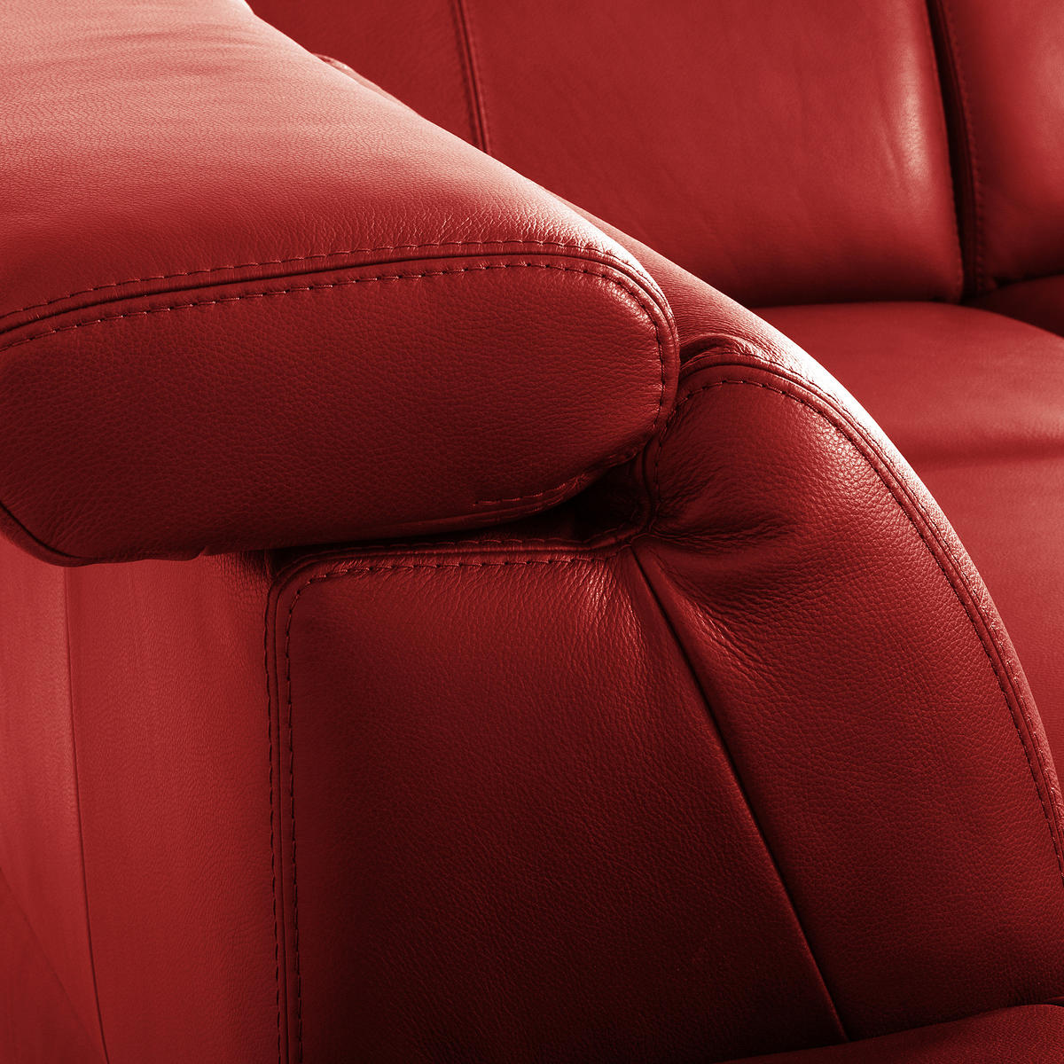 ECKSOFA Rot Echtleder Lederlook Bettkasten, Rücken echt, Armteilverstellung, Relaxfunktion, Kopfteilverstellung  - Rot/Schwarz, Design, Leder/Textil (211/264cm) - Livetastic