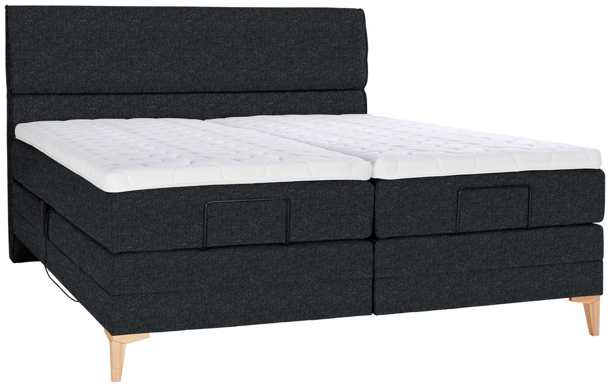 BOXSPRINGBETT 180/200 cm  in Anthrazit  - Eichefarben/Anthrazit, Konventionell, Holz/Textil (180/200cm) - Voleo